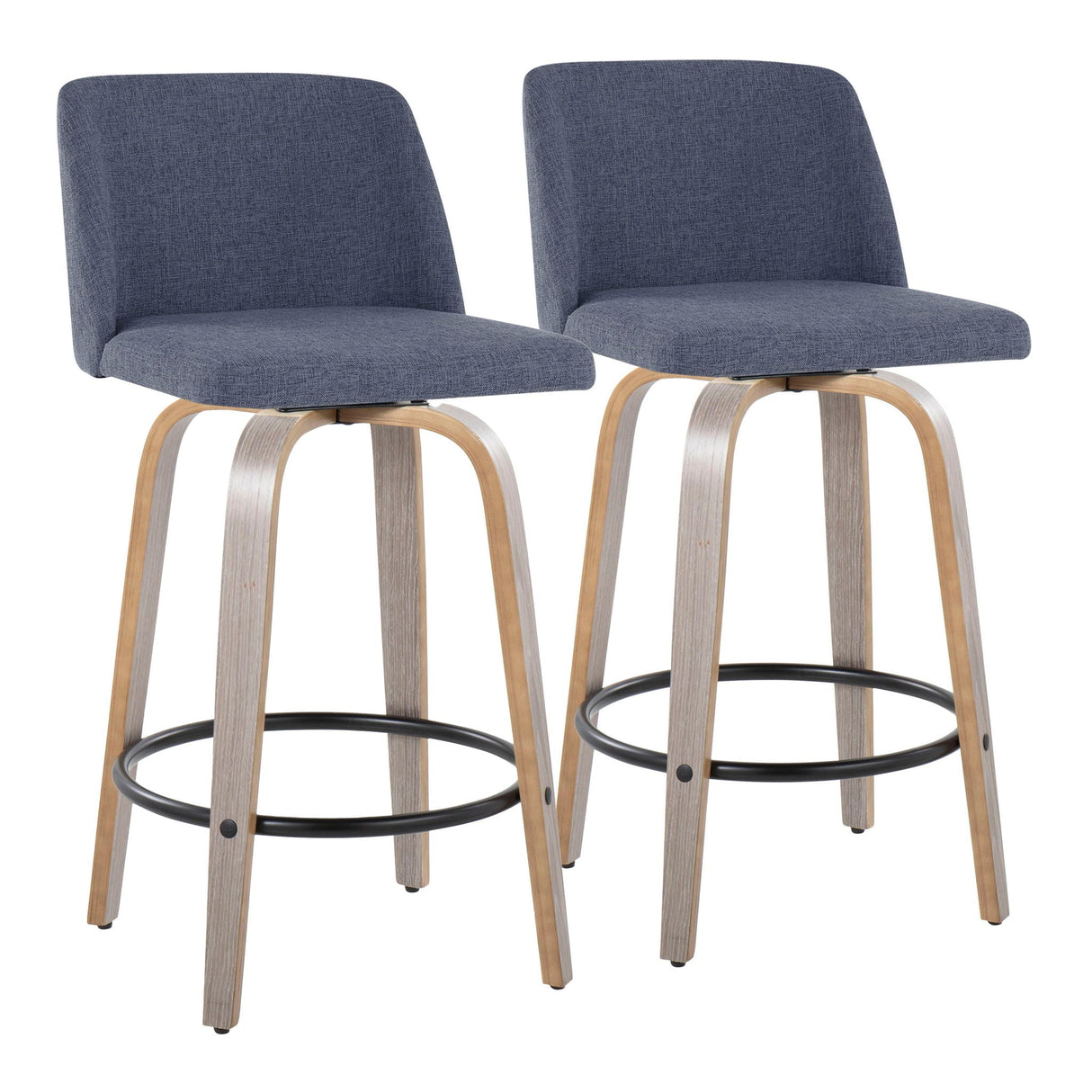 Toriano - Contemporary Fixed Height Counter Stool With Swivel & Round Footrest (Set of 2) by Couch.com
