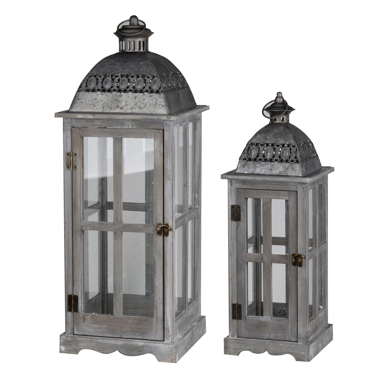 Wooden Candle Lantern Decorative, Hurricane Lantern Holder Decor For Indoor Outdoor, Home Garden Wedding - Gray by Couch.com