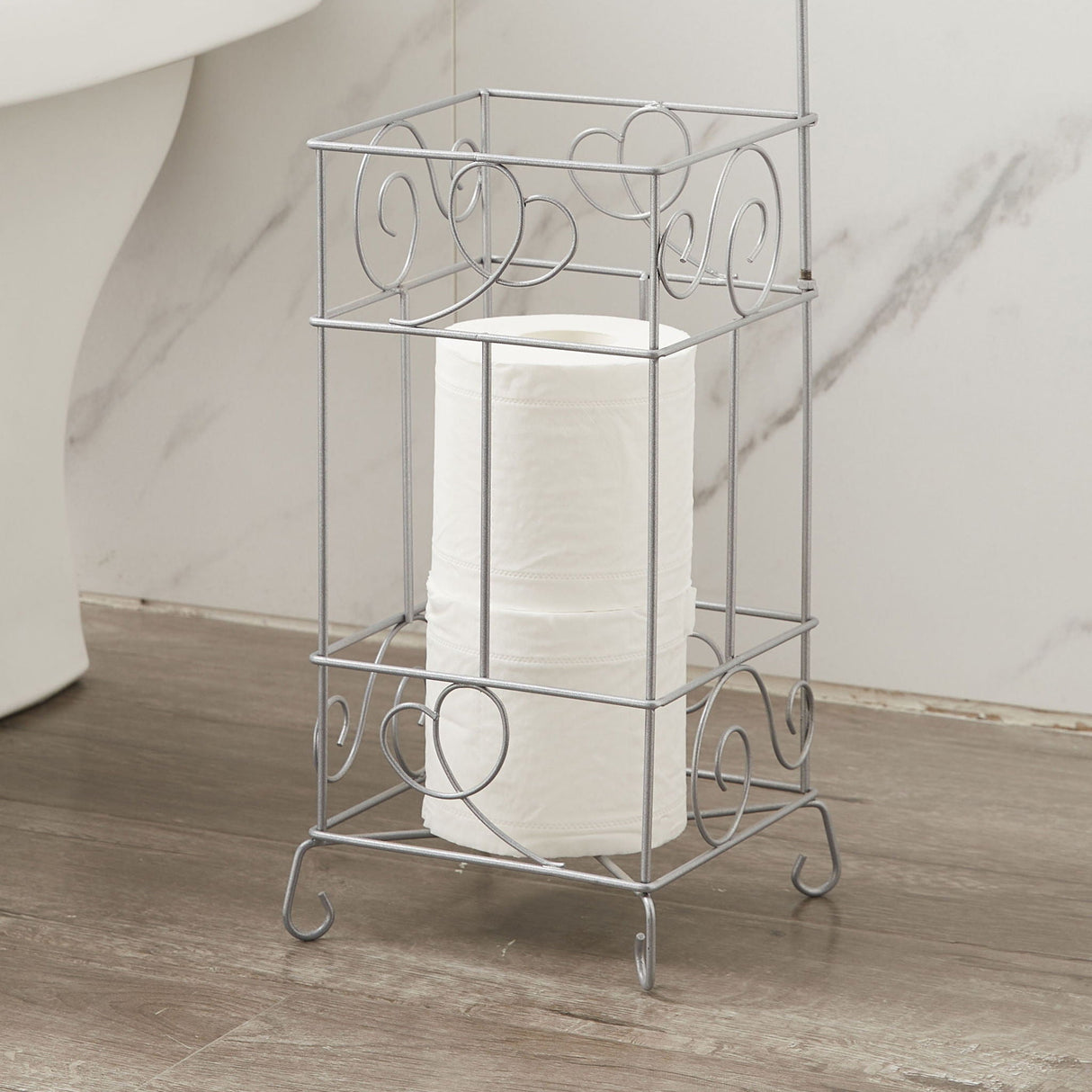 Metal Frame Toilet Paper Holder Stand, Bathroom Tissue Organizer by Couch.com