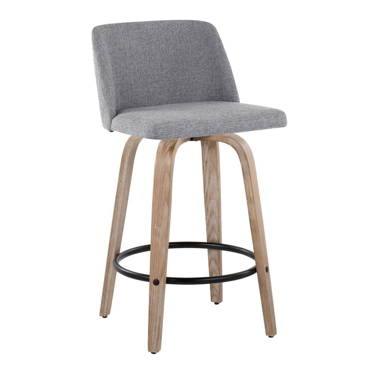 Toriano - Contemporary Fixed-Height Counter Stool & Swivel With Round Footrest (Set of 2) by Couch.com