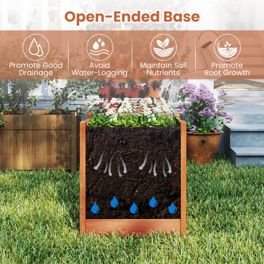 Solid Wood Flower Box Mini Outdoor Planter Boxes with Bench