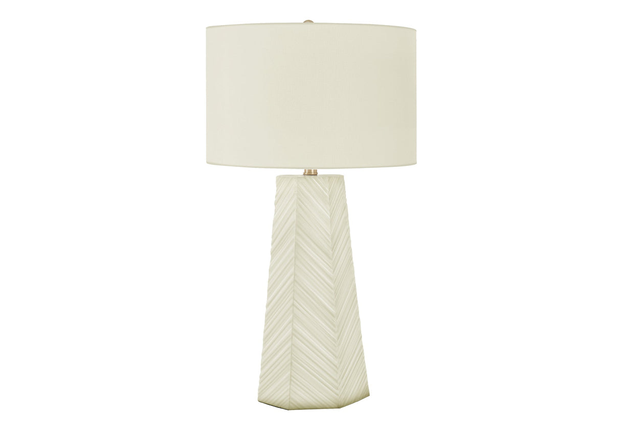 Contemporary White Ceramic Table Lamp with Ivory Shade