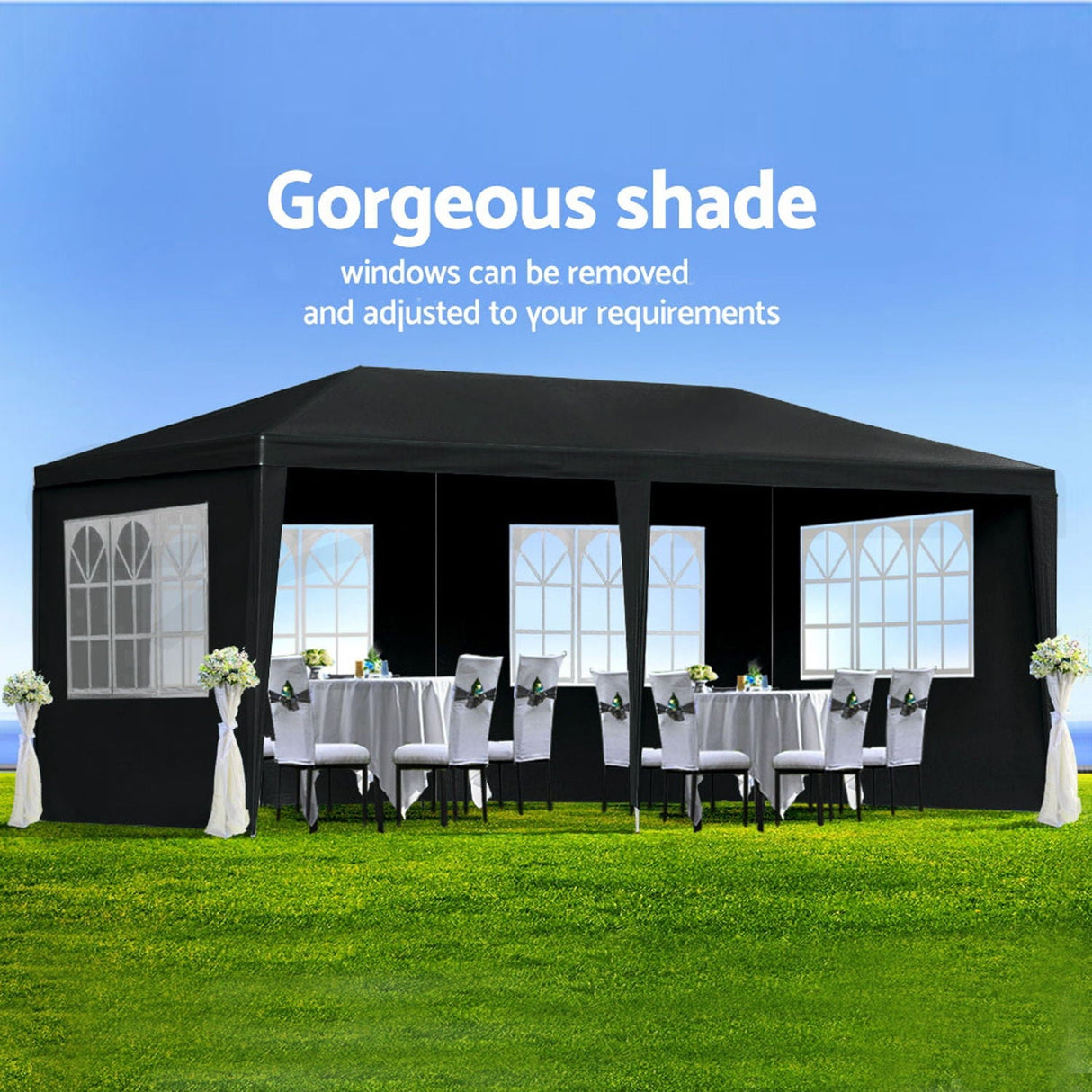 10'X20' Folding Canopy With 6 Removable Sidewalls Outdoor Event Shelter UPF 50+ Gazebo Portable Tents For Parties Beach Camping Wedding Ez Pop Up Canopy by Couch.com