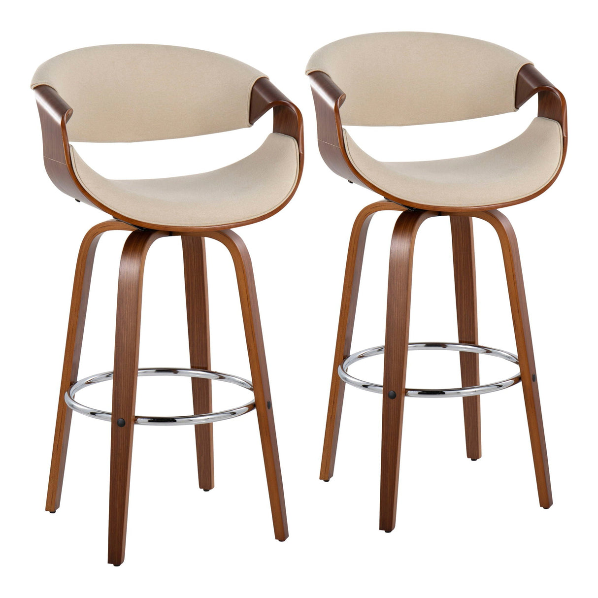 Curvini Mid - Century Modern Fixed Height Barstool With Swivel (Set of 2) by Couch.com