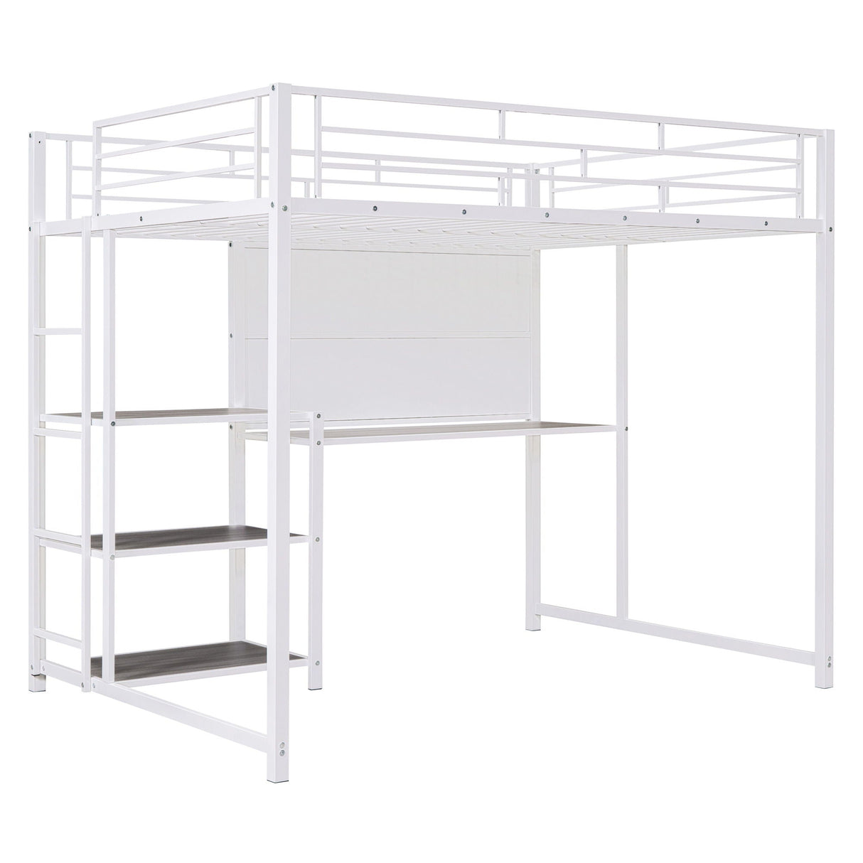 Metal Loft Bed With Desk, 3 Shelves And Ladder by Couch.com