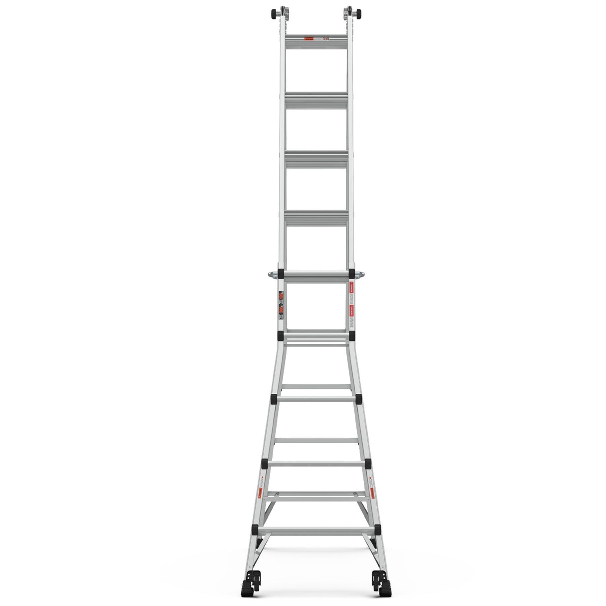 22' Aluminum Multi-Position Ladder With Wheels, 300 Lbs Weight Rating - Metallic Gray by Couch.com