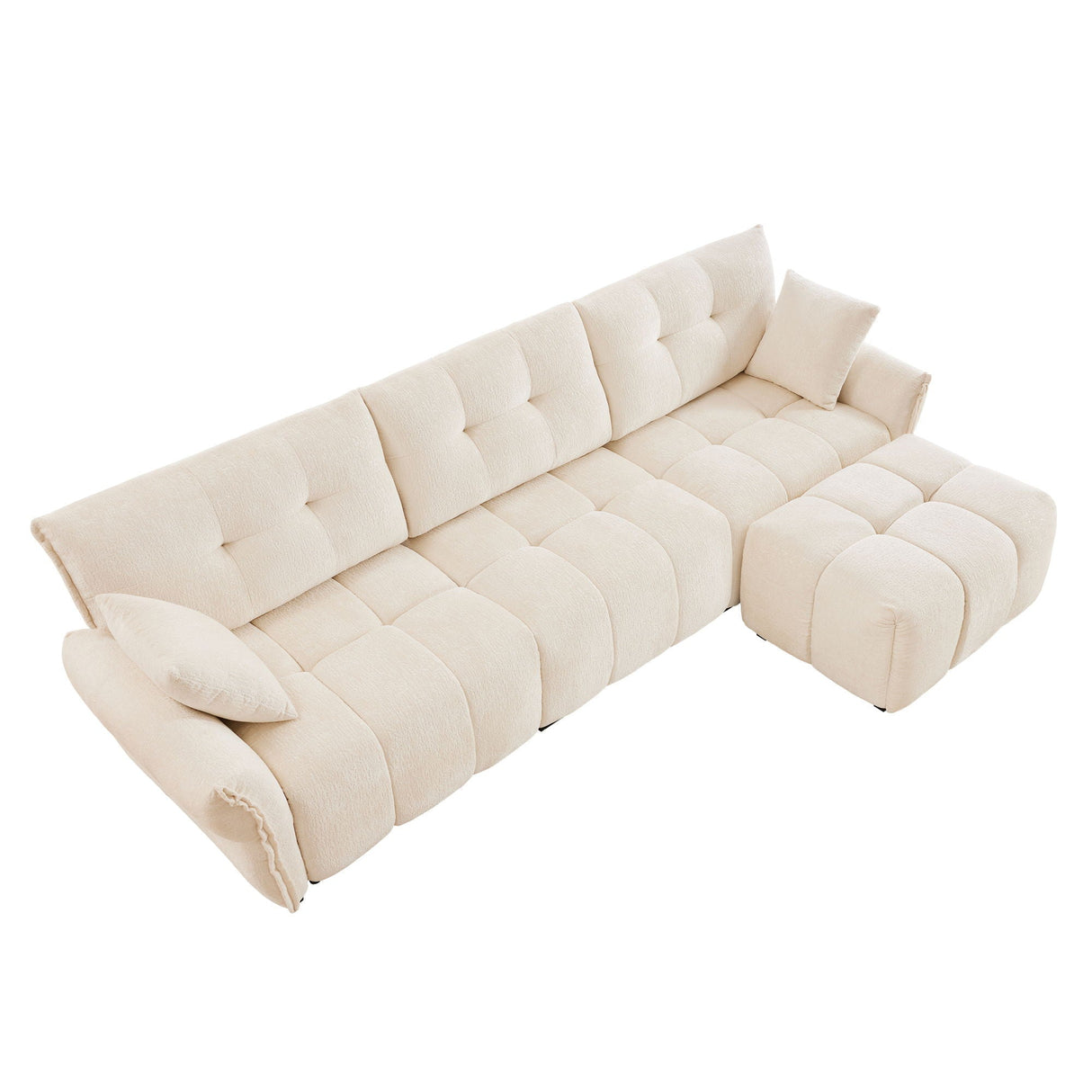 Elegant Sofa Set With Ottoman And Pillows, Textured Chenille, High Resilience Cushions by Couch.com