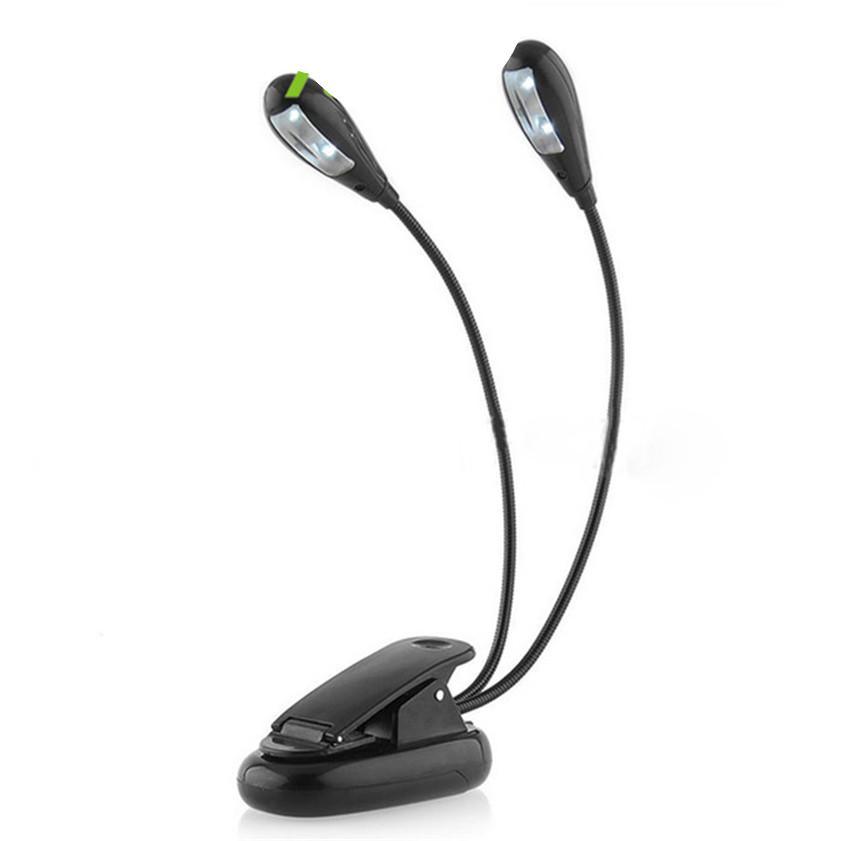 Super Adjustable Goosenecks Clip LED Lamp For Book Reading With Stand And Double Ligh Rechargeable 12 LED Warm Book Light, Clip On Bed Reading Light, Music Stand Lamp, 2 Brightness & 2 Goosenecks Light Up 2 Full Pages. Perfect For Bookworms, Kids & Music