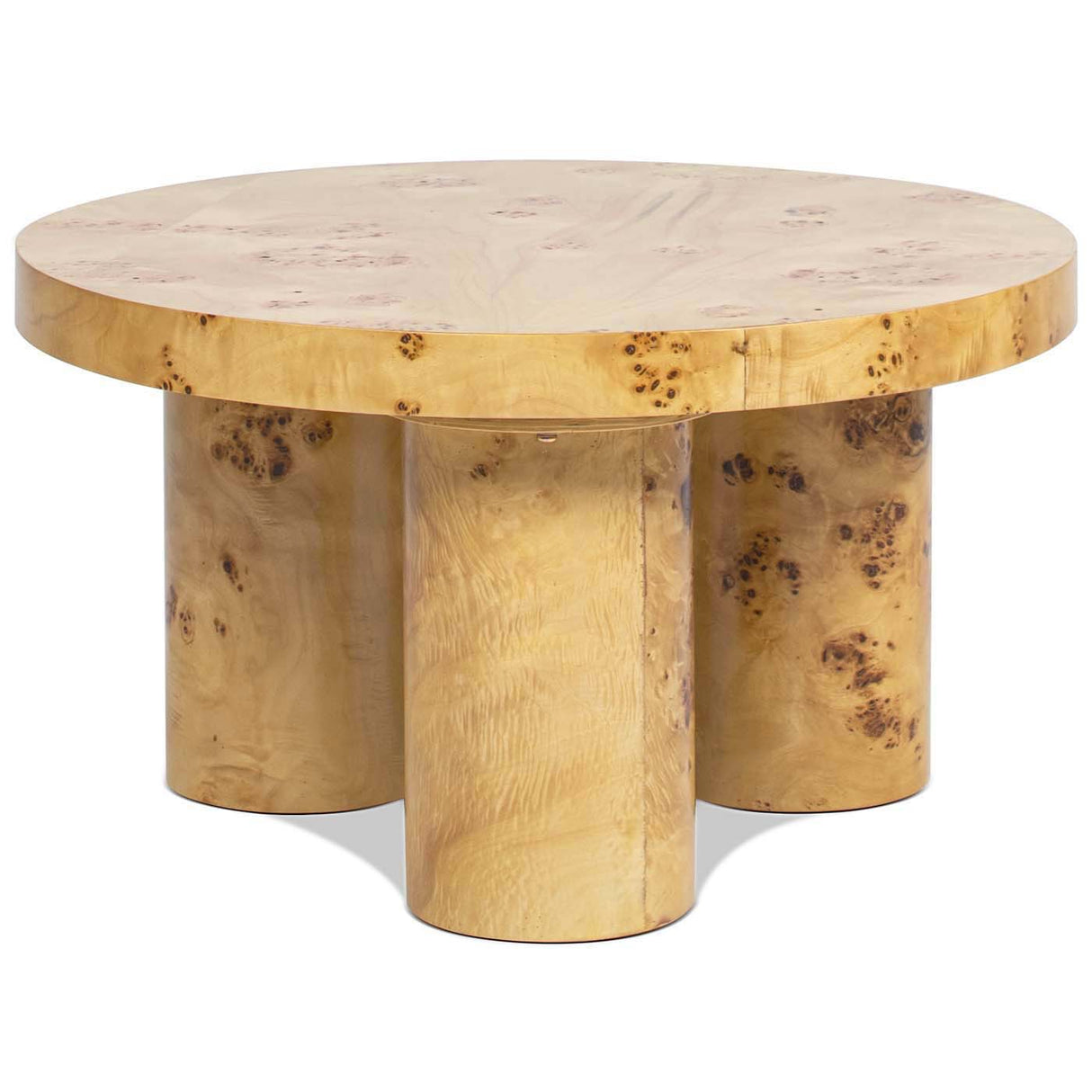 Nebula - Round Pillar Leg Coffee Table - Warm Natural Brown Burl by Couch.com