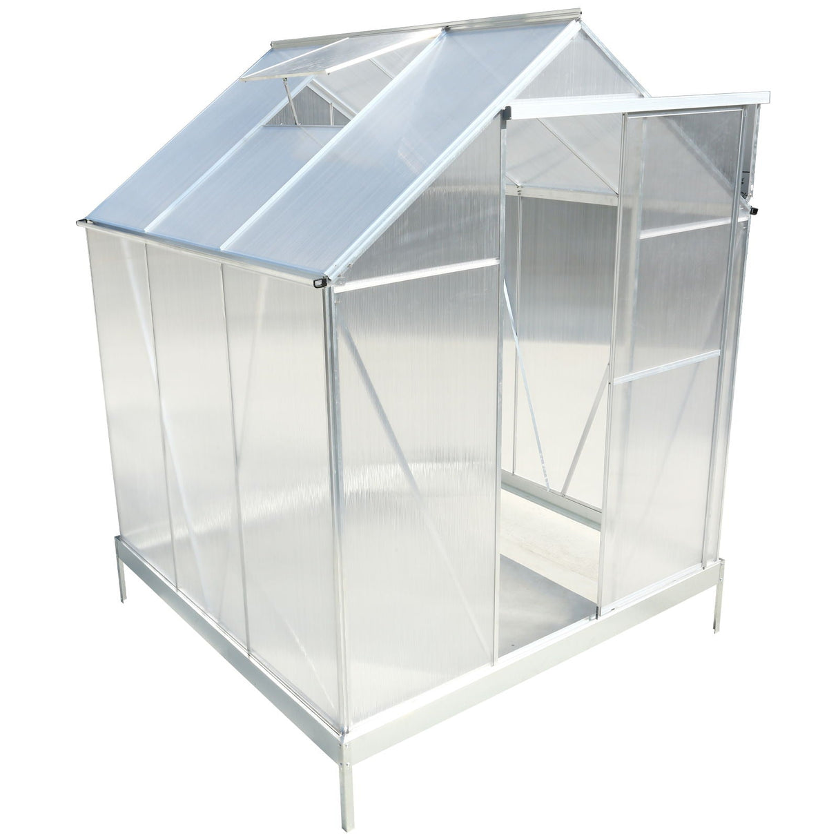 Polycarbonate Greenhouse, Heavy Duty Outdoor Aluminum Walk-In Green House Kit With Rain Gutter, Vent And Door For Backyard Garden by Couch.com