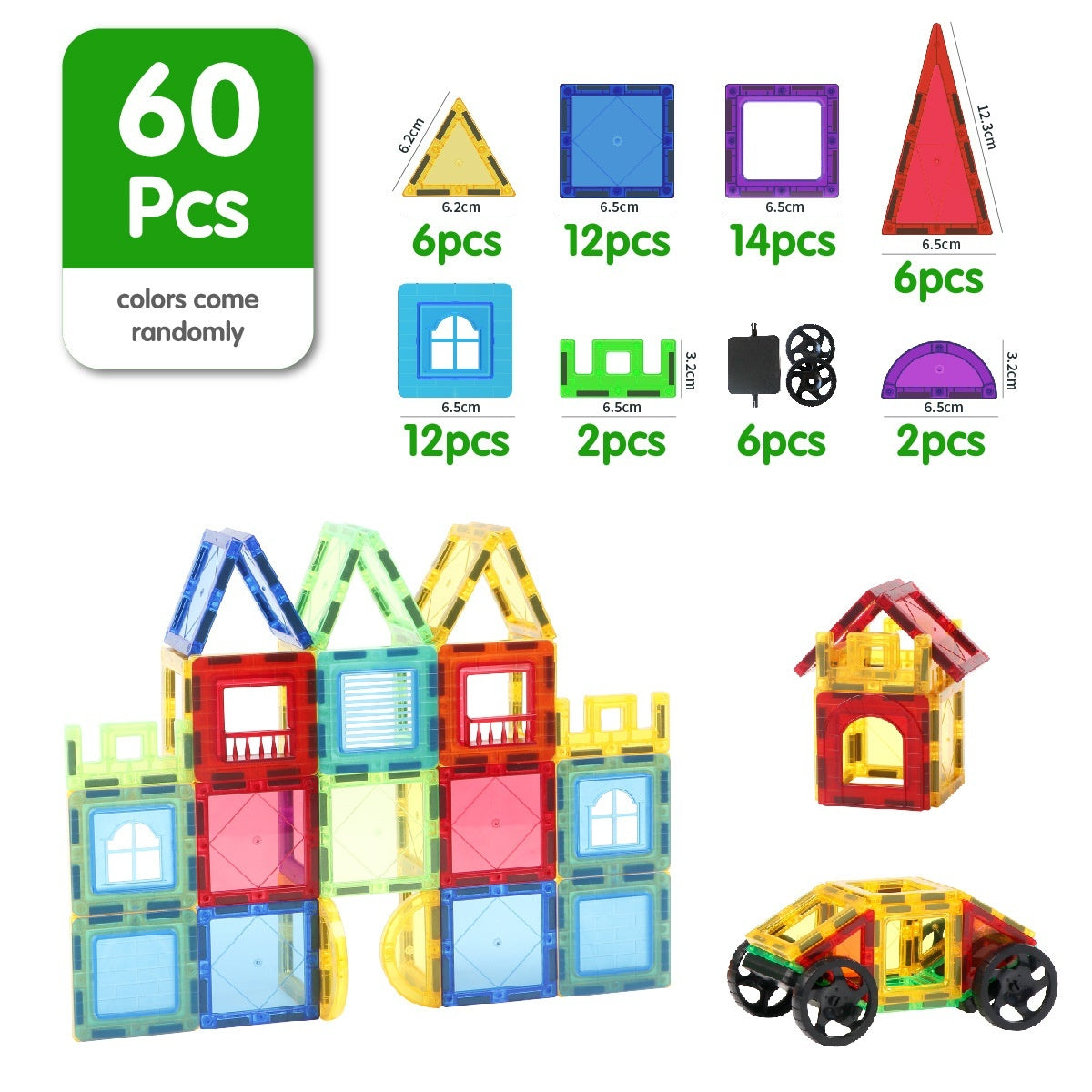 65cm Colorful Window Childrens Magnetic Building Toy Educational Magnetic Blocks