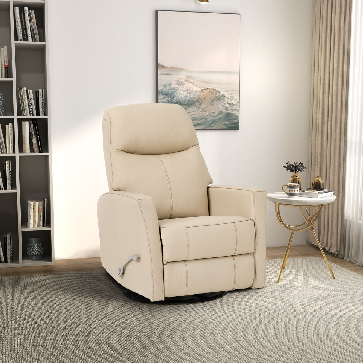 Harlow - Swivel Glider Recliner Chair - Ivory by Couch.com