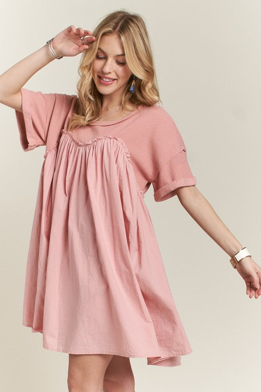 Round Neck Half Sleeve Babydoll Dress – Charming and Feminine Babydoll Dress with Round Neck and Half Sleeves for Casual and Semi-Formal Occasions