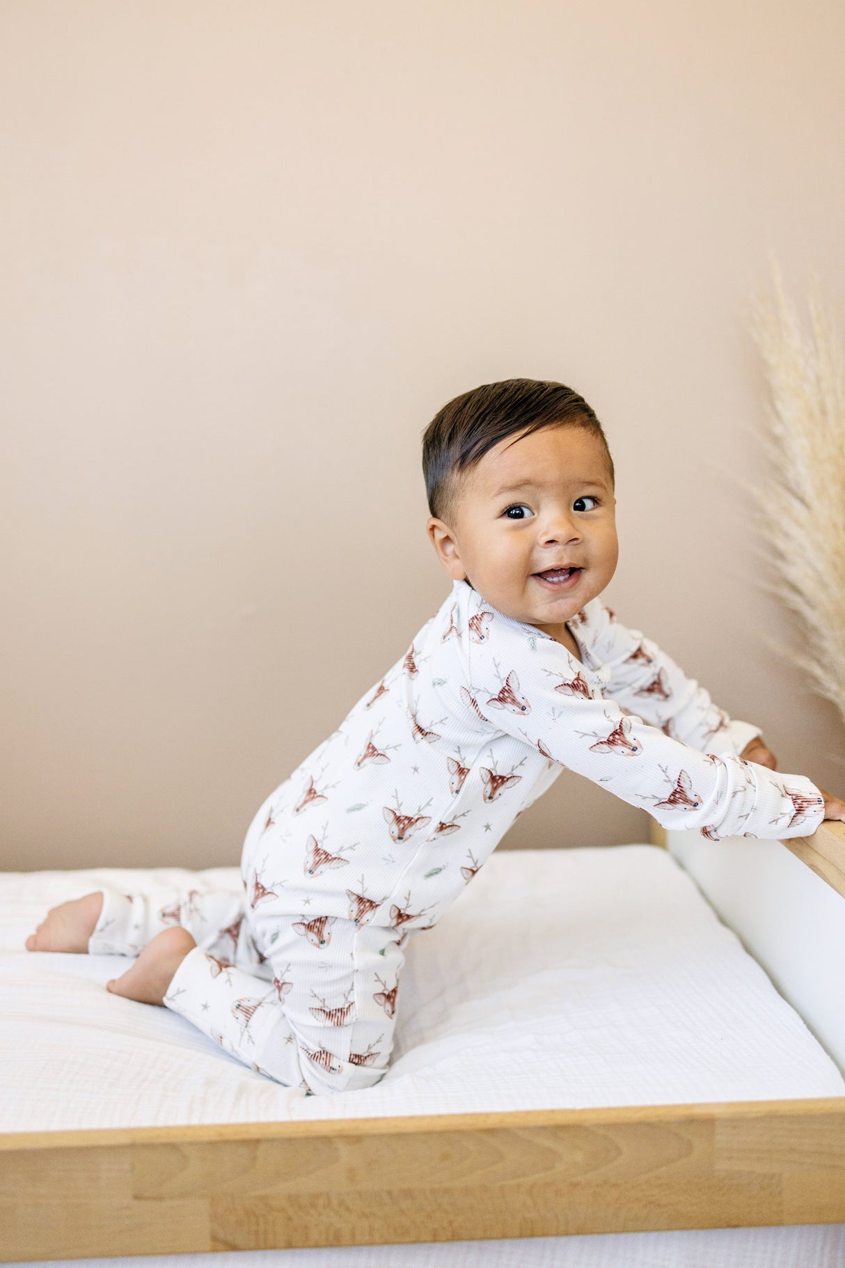 Reindeer Games Ribbed Bamboo Zippy Pajamas *NB to 3/6m left