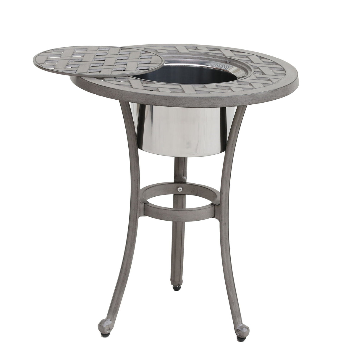 21" Cast Aluminum Round Table With Ice Bucket by Couch.com