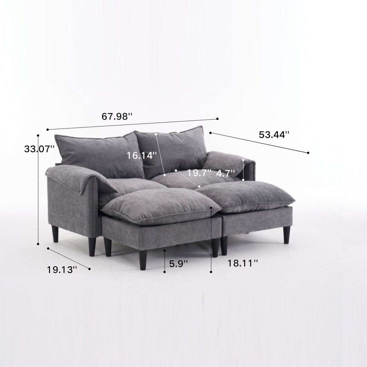 Convertible Combination Sofa With Footstools With Storage by Couch.com