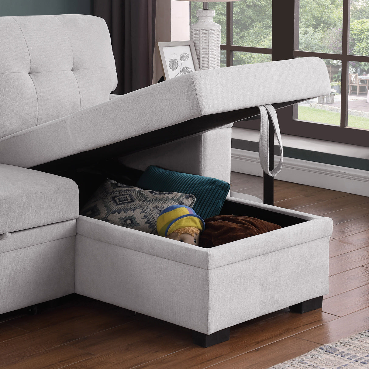 Lucca II - 84.5"W Reversible Sleeper Sectional Sofa with Storage Chaise by Couch.com