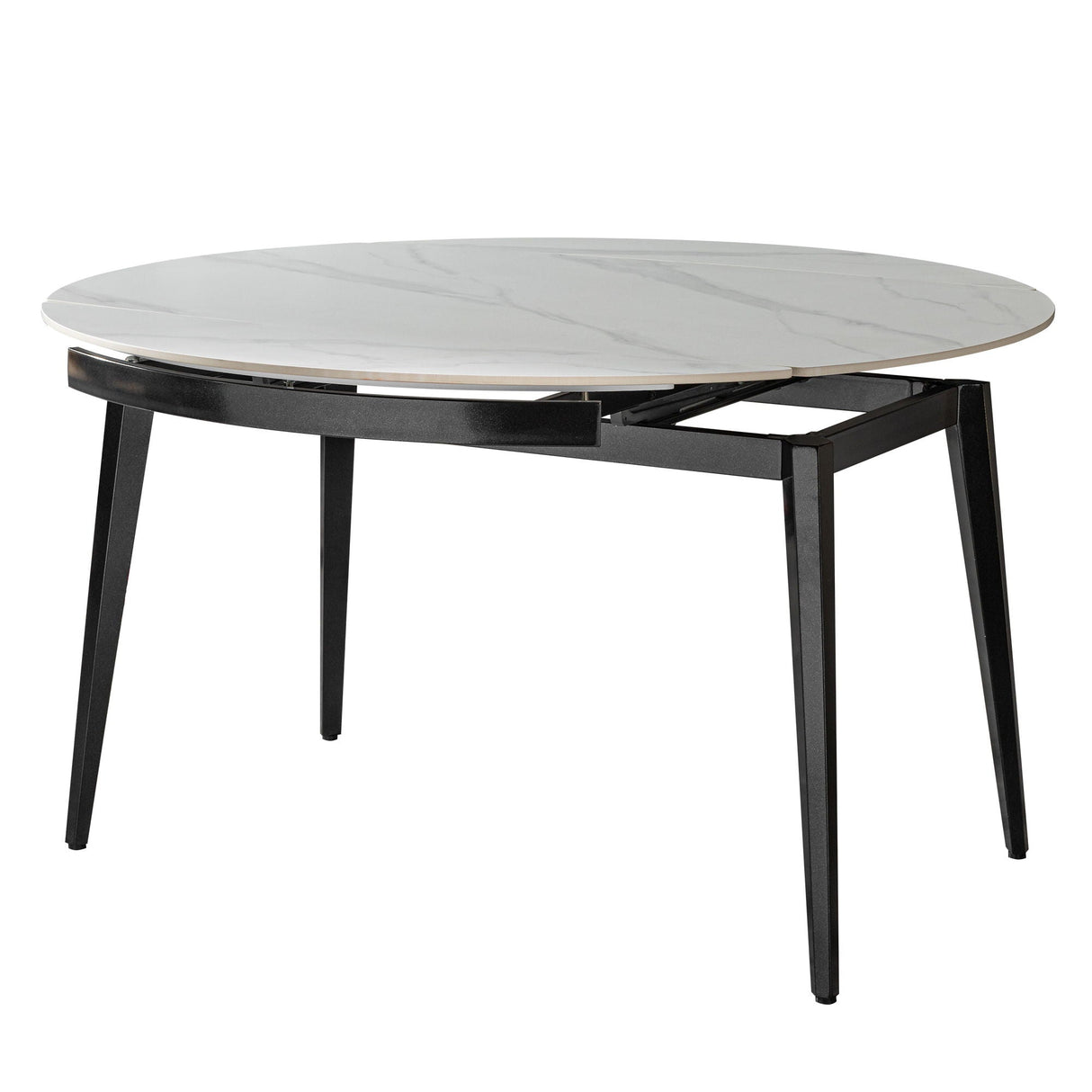 Modern Extendable Round Dining Table With Sintered Stone Top - White / Black by Couch.com
