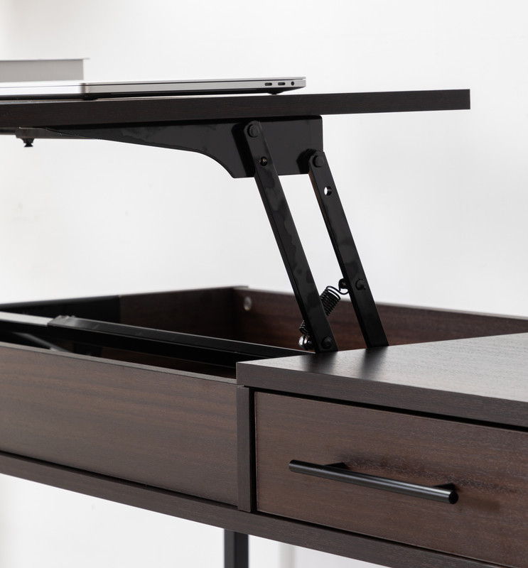 Juno - Wood Lift Top Desk With Hidden Storage And Drawer - Dark Brown by Couch.com