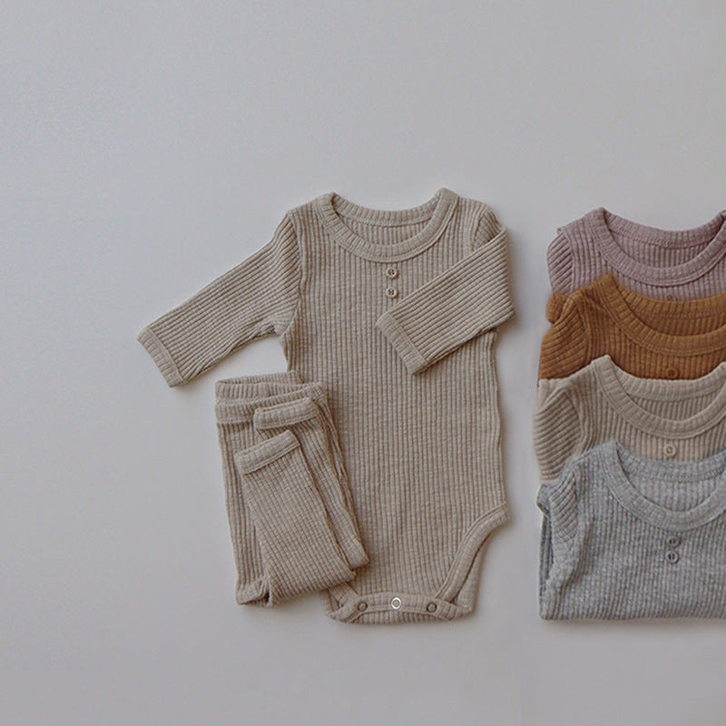 New Baby Long-sleeved Pit Strip Romper Pants Suit
