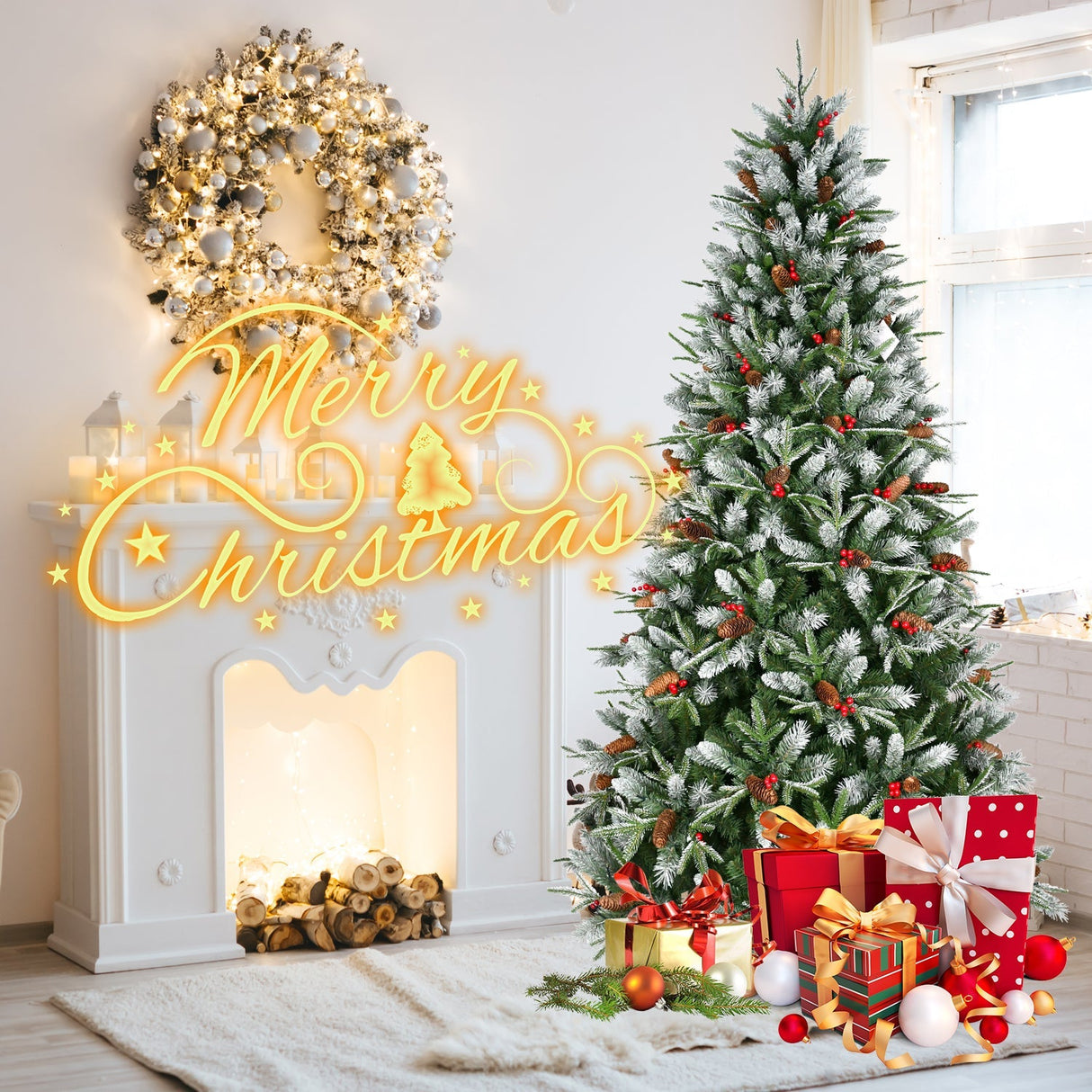 7.5-Foot Snow-Tipped Woodland Christmas Tree