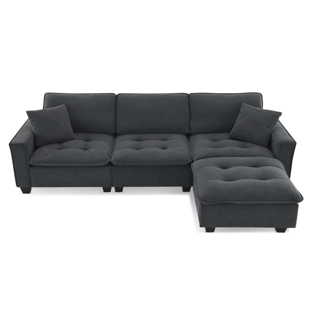 Modern Convertible Sectional L Shaped Reversible Couch Set With Free Pillows 4 Seat Suede Sleeper Sofa With Ottoman by Couch.com