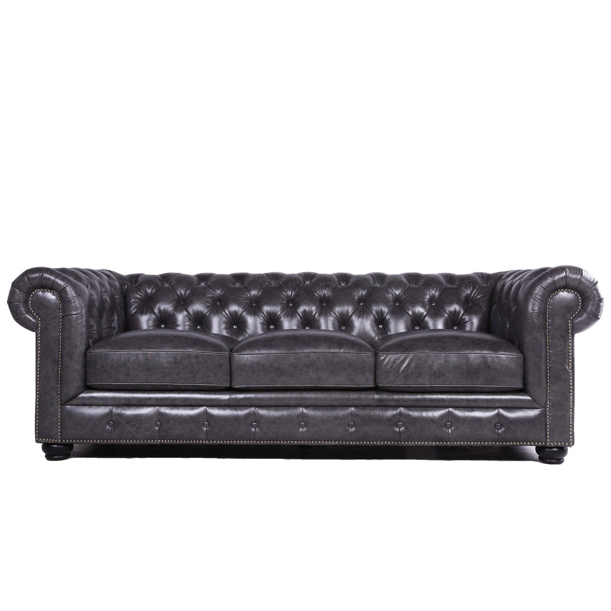 Traditional Tufted Leather Chesterfield Nailhead Sofa by Couch.com