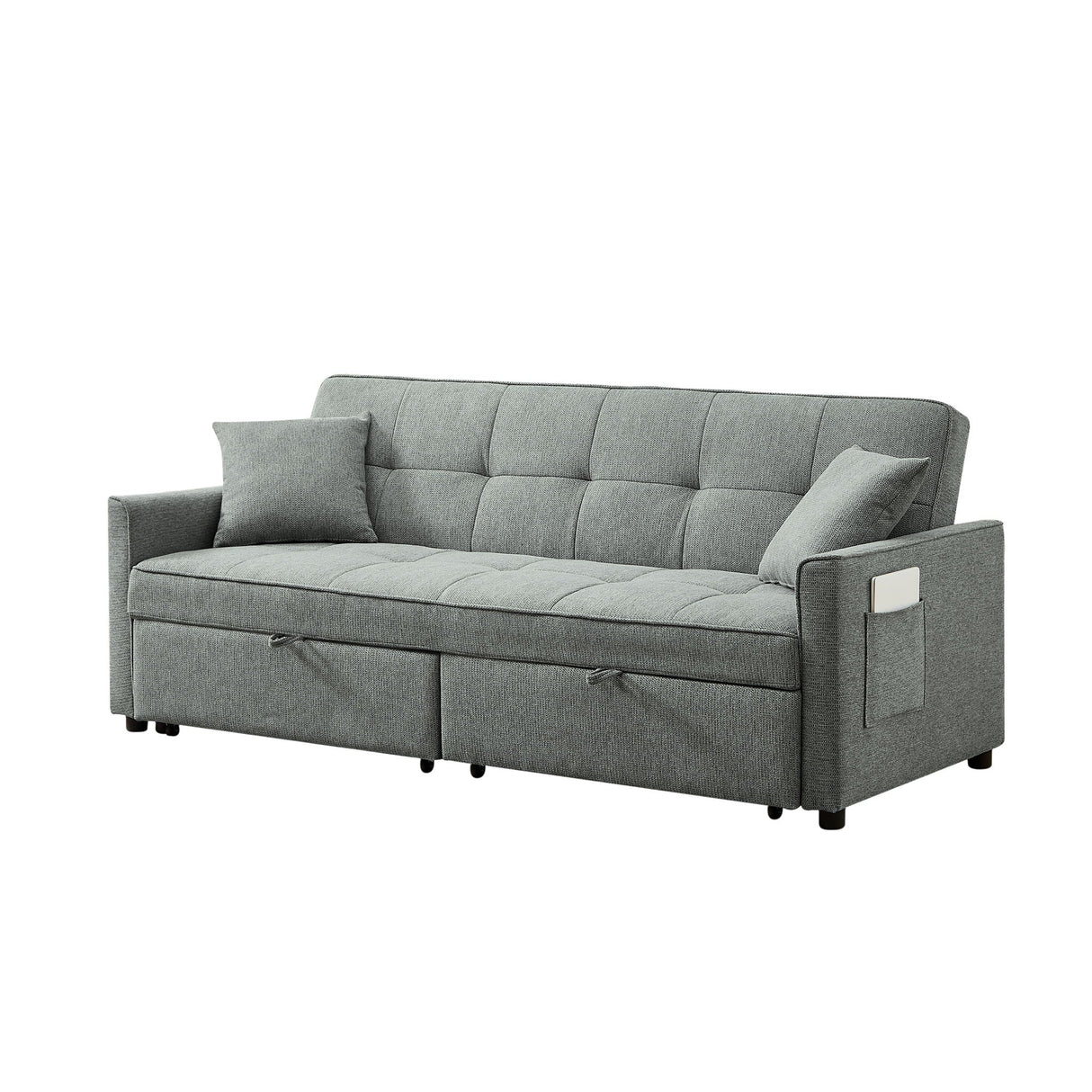 3 In 1 Convertible Sleeper Sofa Bed, Reclining Backrest, Pillows, Pockets by Couch.com