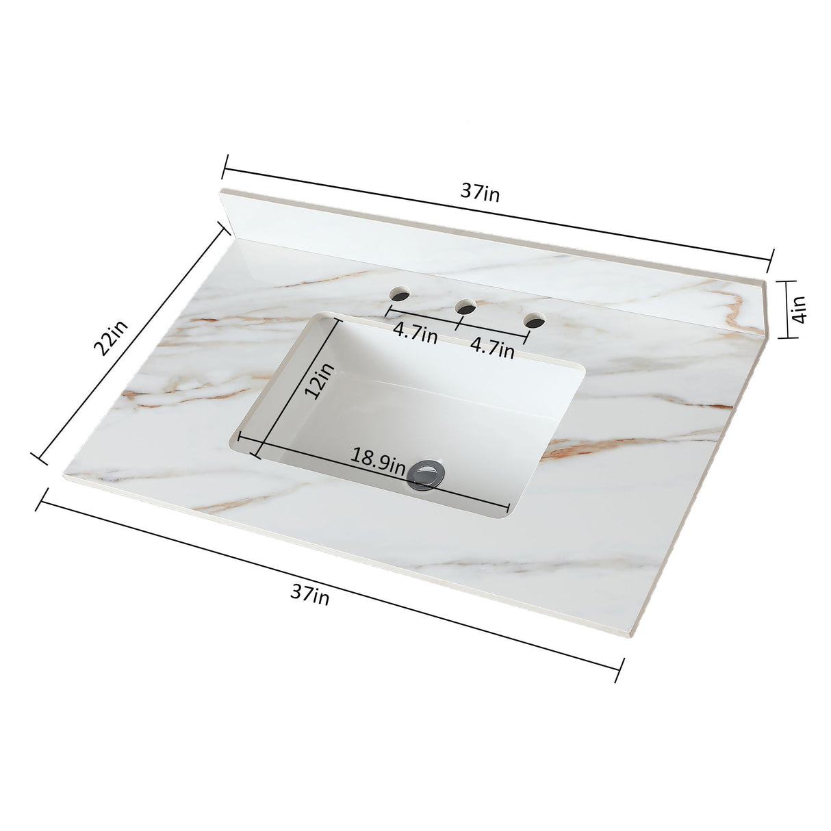 Vanity Top With Undermount Sink And Backsplash, Sintered Stone by Couch.com