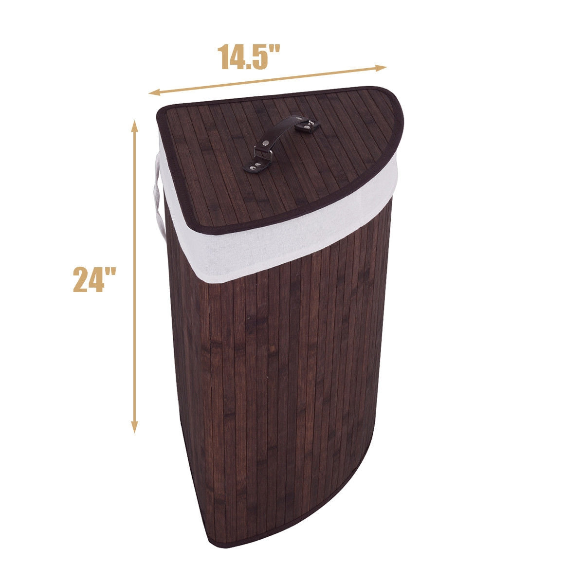 Corner Bamboo Hamper Laundry Basket-Natural