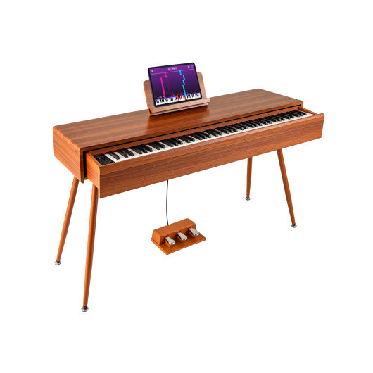 88-Key Graded Hammer Action Weighted Keyboard with Push-pull Drawer-Brown
