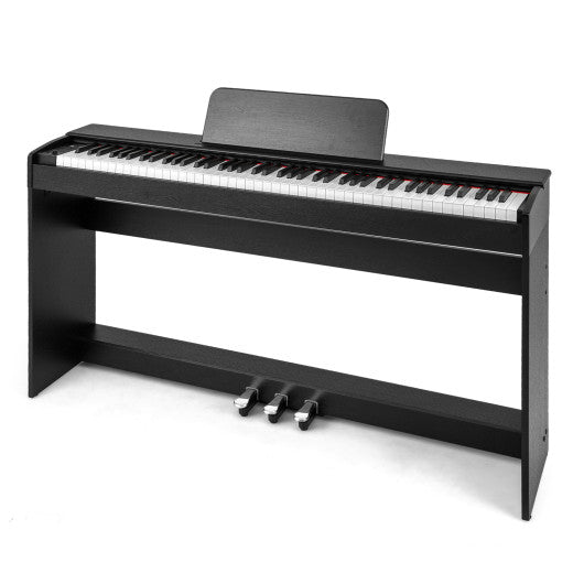 88-Key Hammer Action Weighted Keyboard with Furniture Stand-Black