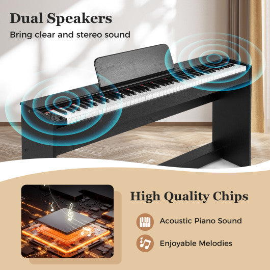 88-Key Hammer Action Weighted Keyboard with Furniture Stand-Black