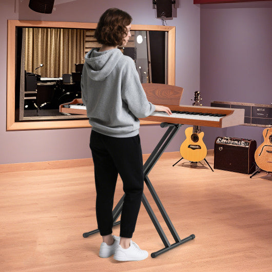 88-Key Keyboard Piano Set with Adjustable Stand-Brown