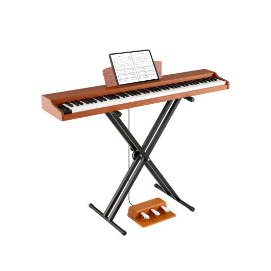 88-Key Keyboard Piano Set with Adjustable Stand-Brown