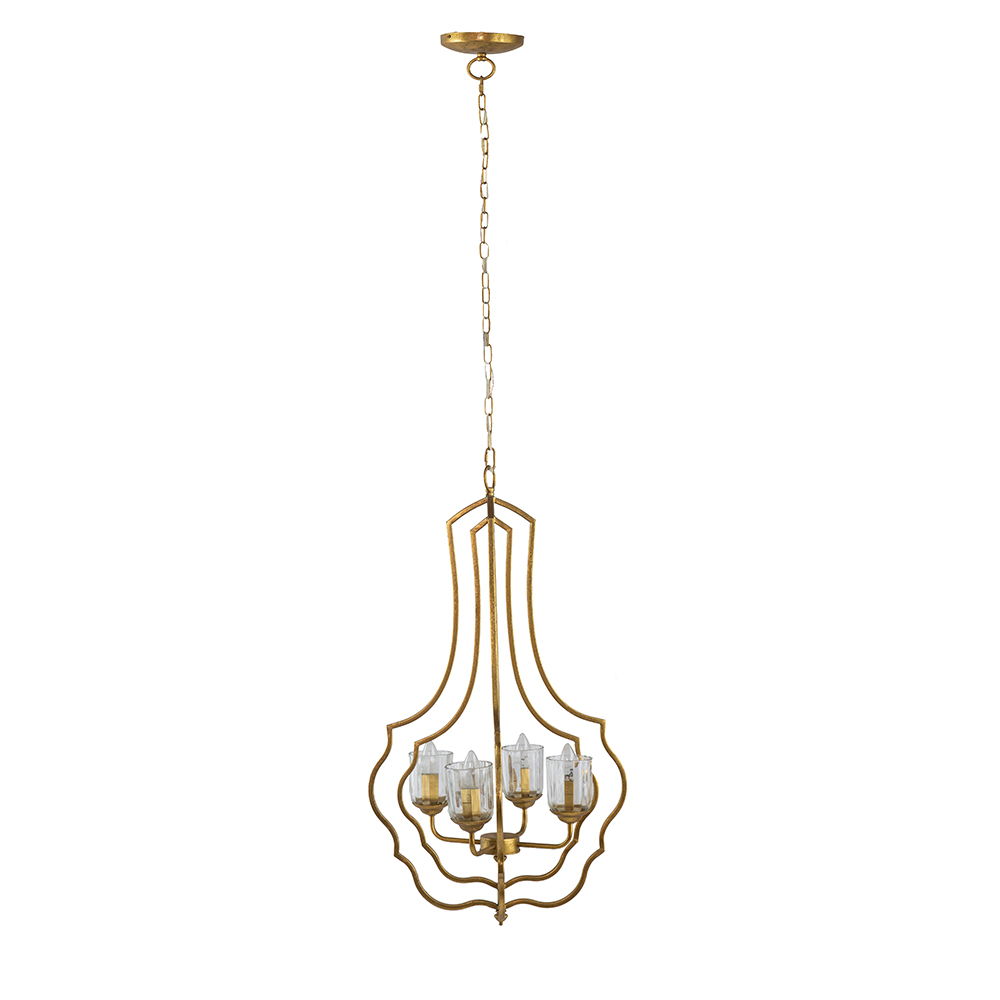 4 Light Metal Chandelier, Hanging Light Fixture With Adjustable Chain For Kitchen, Bulb Not Included - Gold by Couch.com