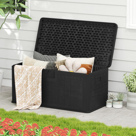 100 Gallon Large Deck Box with Lockable Lid for Patio-Black
