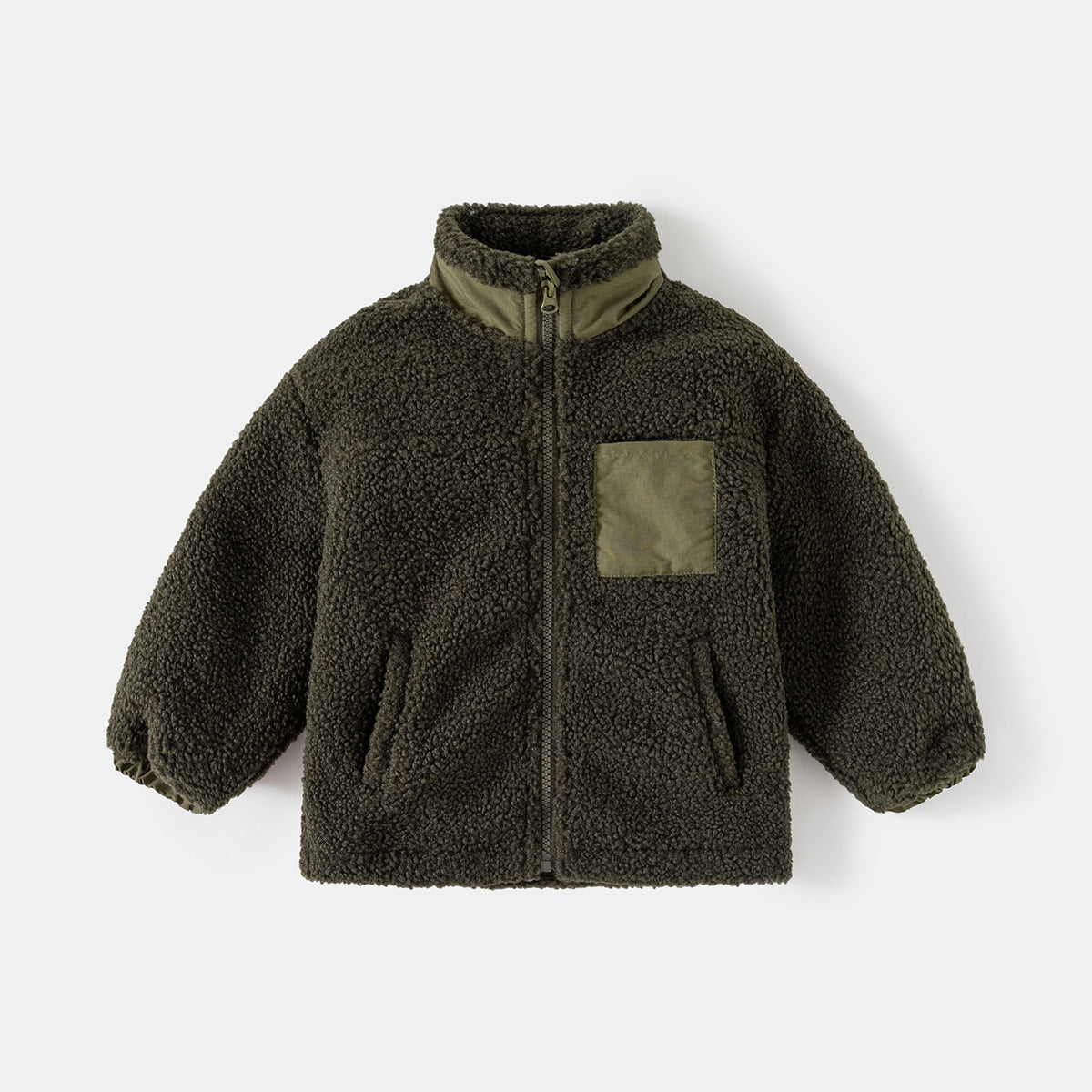 Thickened Coat Baby Fleece Stand Collar Stitching Top