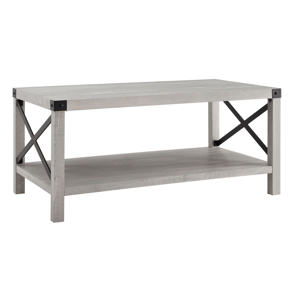 Farmhouse Metal X Table With Lower Shelf by Couch.com
