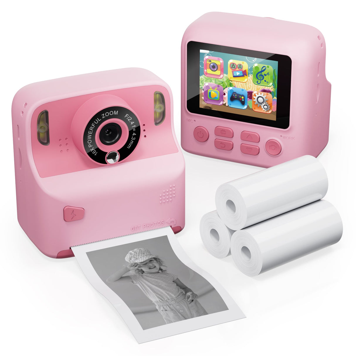 JoyBox KC2 Kids Multi-Function Instant Print 16x Digital Zoom Camera w/ 2.4 Inch Screen & Built-In Inkless Printer - Perfect Fun for Ages 3-12! by Contixo