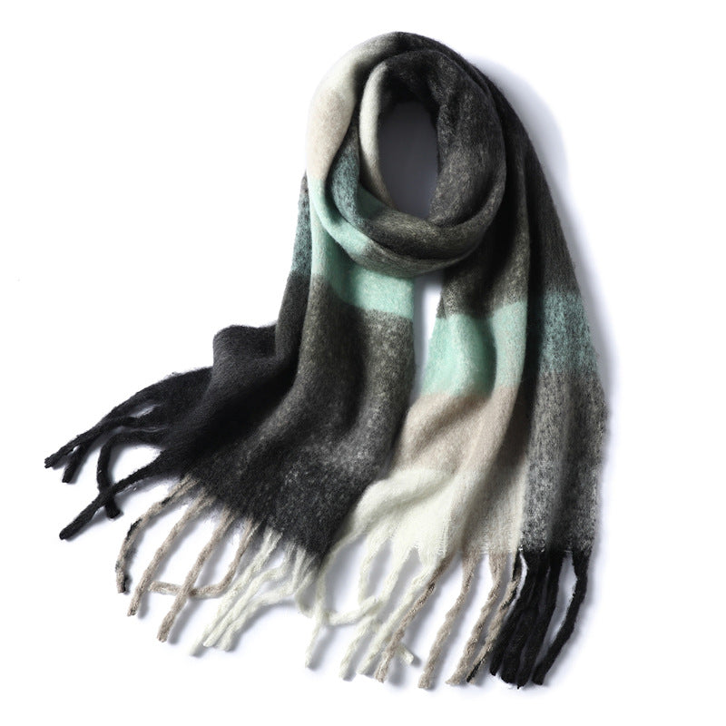 New Luxury Winter Soft Head Wraps Plaid Scarf Shawls Cashmere Warm Cashmere Scarves Rainbow For Women
