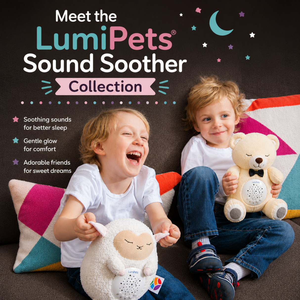 Lumipets Bear with Sound Nursery Night Light & Sound Soother for Babies