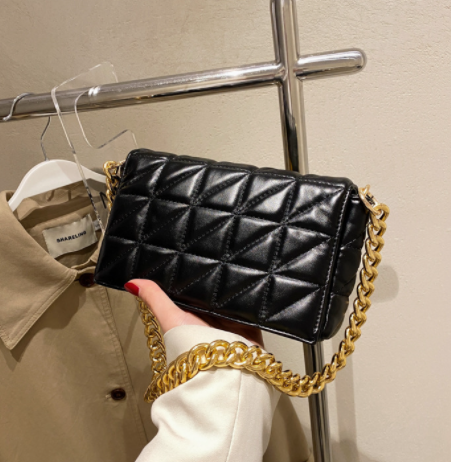 New Adorable Women's Handbag Green Small Flap Shoulder Bag In Thick Metal Chain Women's Clutch Bags Luxury Ladies Shoulder Purse