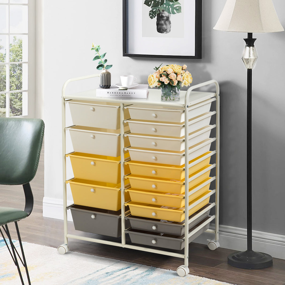 15 Drawers Rolling Storage Cart Organizer