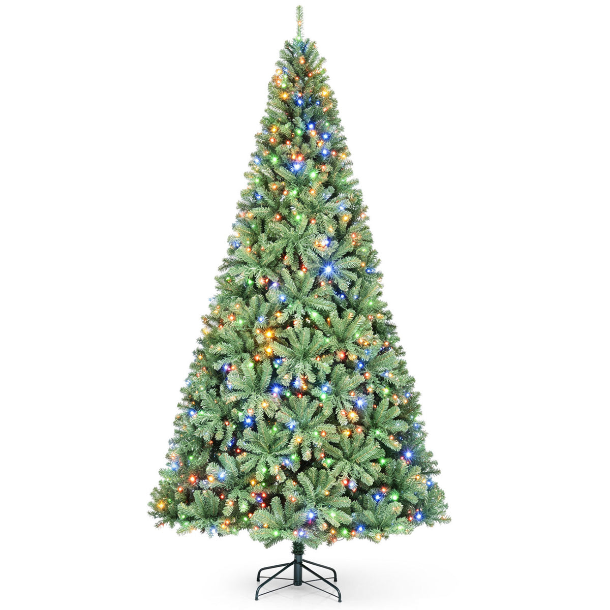 8/7/6/9/5/4 FT Artificial Christmas Tree with 2 Lighting Colors and Folding Metal Stand-XL