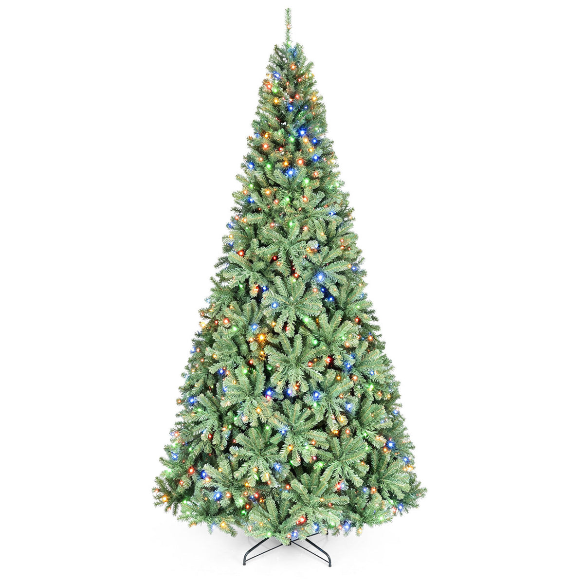 8/7/6/9/5/4 FT Artificial Christmas Tree with 2 Lighting Colors and Folding Metal Stand-XL