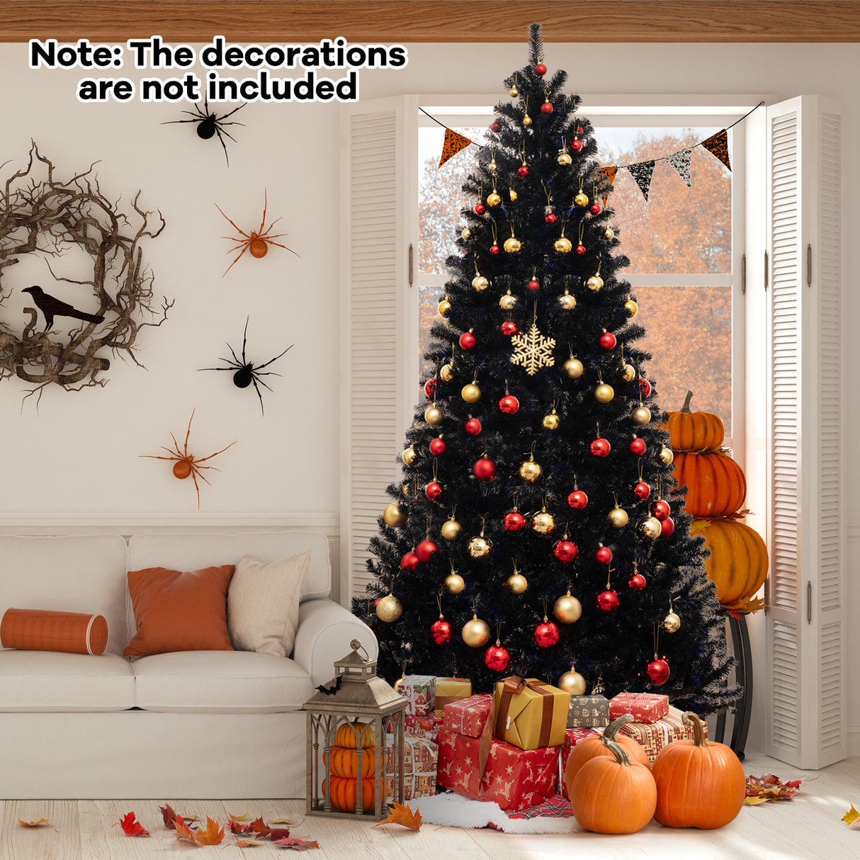 6/7/8 Feet Artificial Christmas Tree with 6 Lighting Modes and Spooky Sounds-8 ft