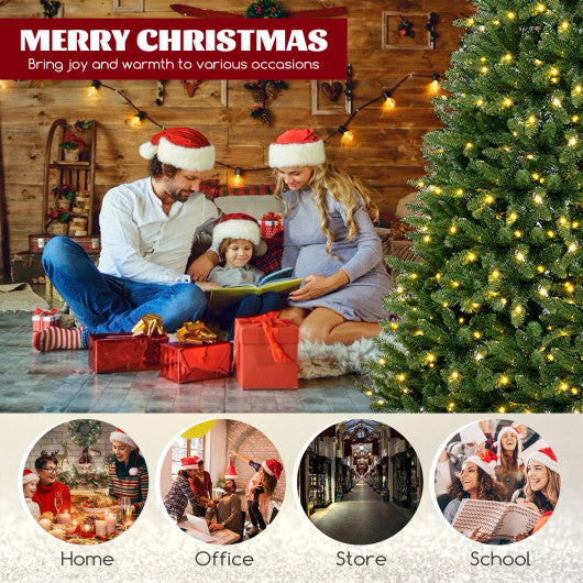 8 FT Corner Artificial Christmas Tree with 1137 Branch Tips and 360 Warm White LED Lights