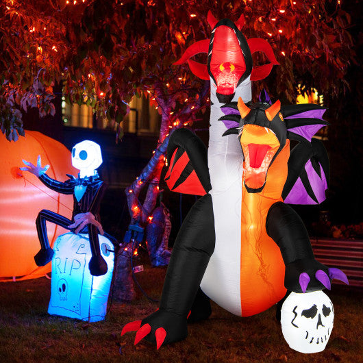8 Feet Inflatable Twin-Headed Dragon Decoration with Lights