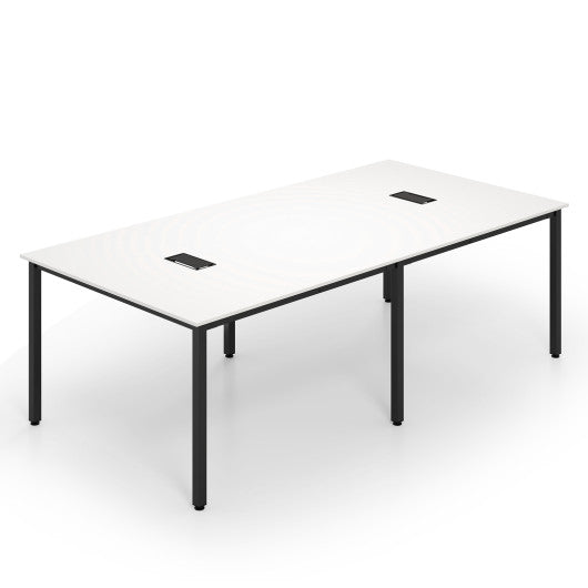 8 Feet Conference Room Table Large Meeting Table Seats up to 10 People-White